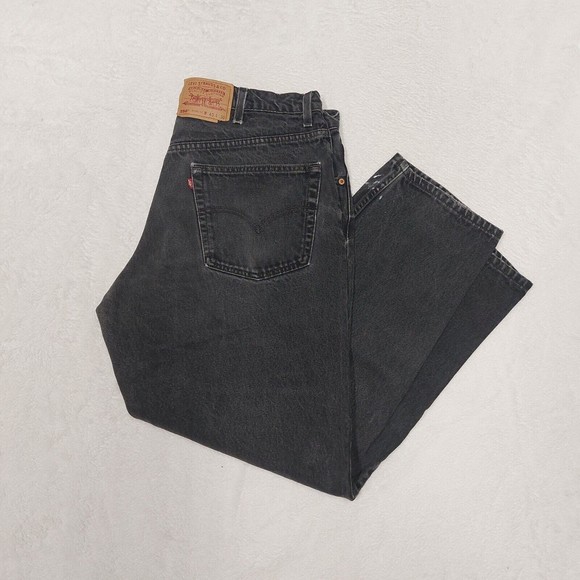 Vintage Levis 550 Jeans Men's 40x30 Black Relaxed Fit Tapered Leg USA 90s Denim - Picture 1 of 11